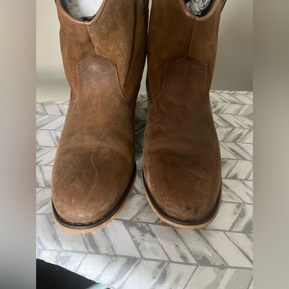 Ankle Brown Leather & Suede Cowgirl Boots// Size 10.5//11 - Picture 2 of 6